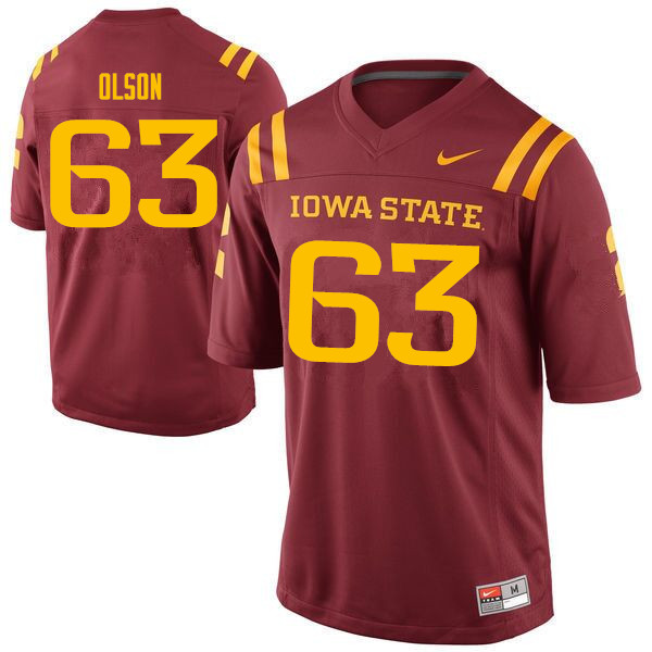 Men #63 Collin Olson Iowa State Cyclones College Football Jerseys Sale-Cardinal